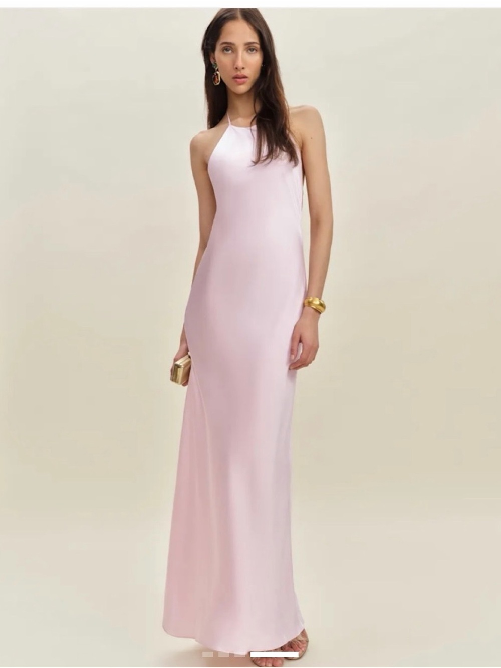 Reformation Light Pink Halter-Neck Maxi Dress